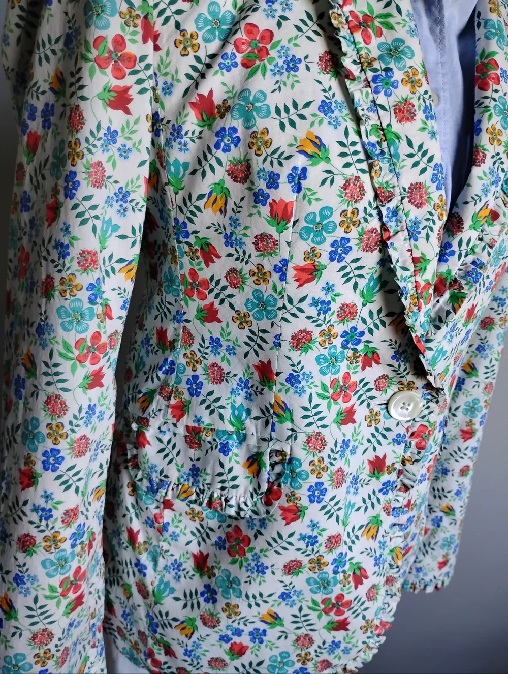 J. Crew Liberty Art Fabric Edenham Blazer Micro Ruffle Floral Classic Size 4